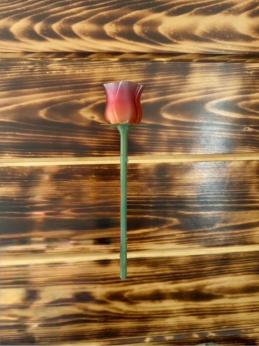 Decorative Red-Orange Artificial Rose Stem